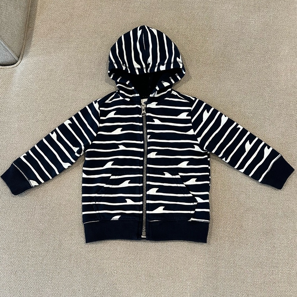 Baby Toddler Nautical Shark Fin Hoodie Swestshirt 18-24 months